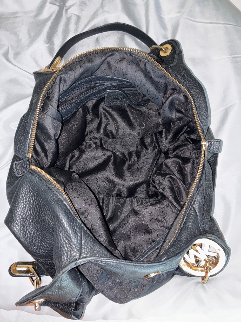 Michael Kors Black Pebbled Leather Shoulder Hobo with Gold Hardware - Picture 5 of 6